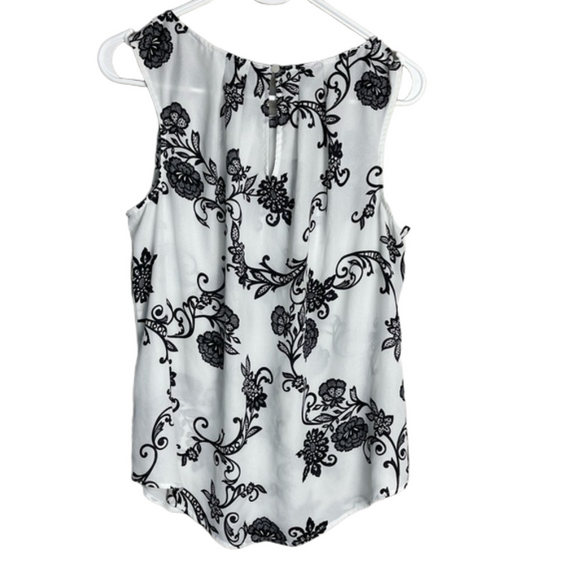Worthington Black and White Floral Sleeveless Top - Picture 2 of 4